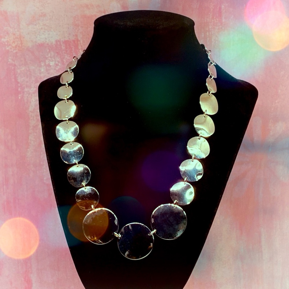 Milor Stainless Steel Mirror Discs Choker Necklace